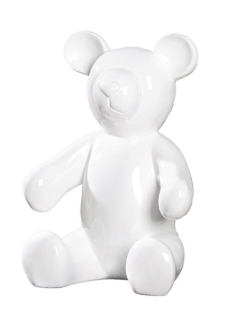 Figuur 'Beer' in zuiver wit - Decoratief figuur, 45 cm hoog