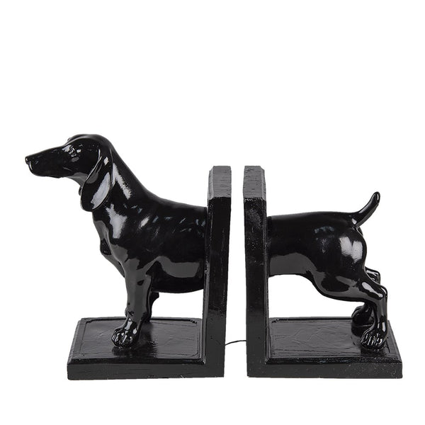 Bookends set of 2 dog black 25x9x15 cm