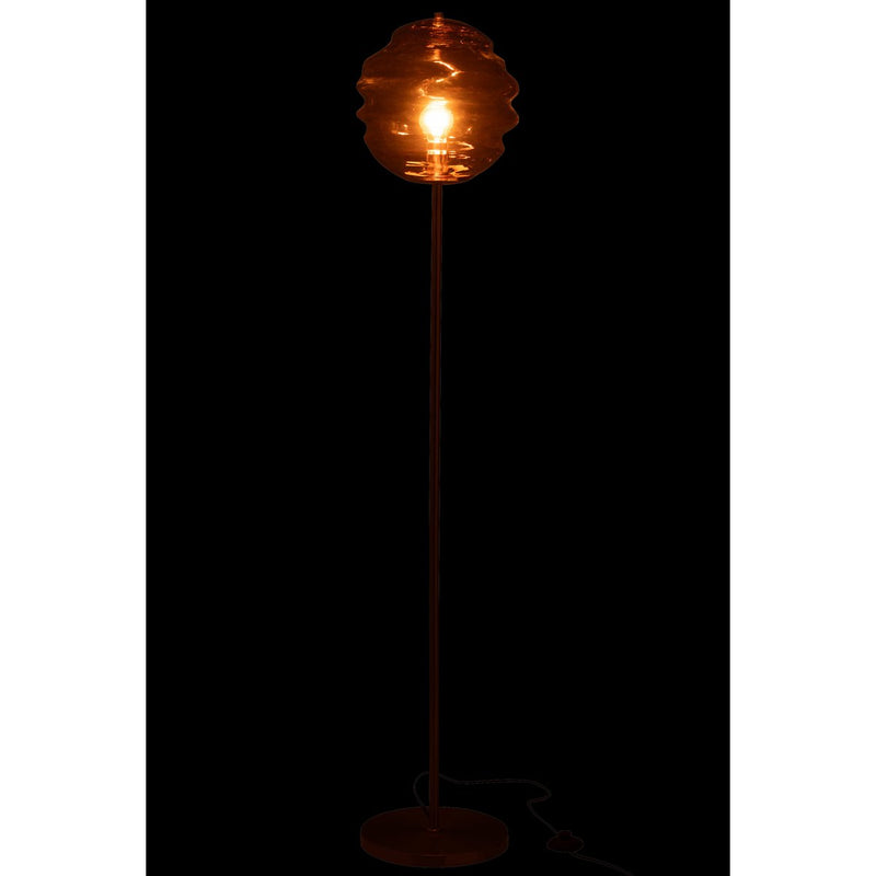 Honeycomb floor lamp made of glass in brown