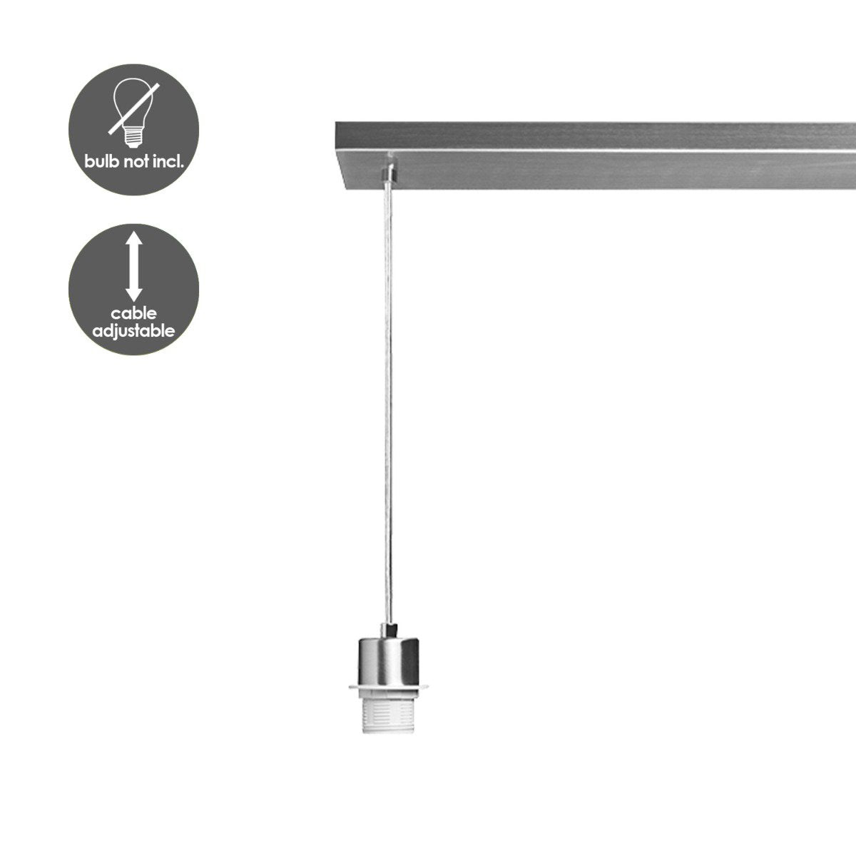 Hängelampe Beam 3L, E27, grauer Lampenschirm, 30 cm