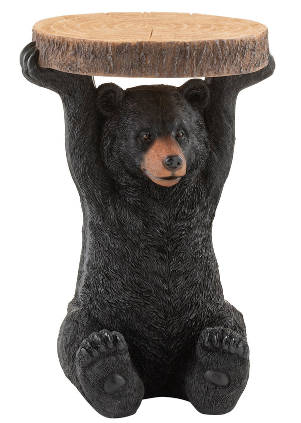 Beistelltisch "Bär" aus Poly in Dunkel Braun - Einzigartige Handbemalte Kreation für Ihr gemütliches Zuhause ok
