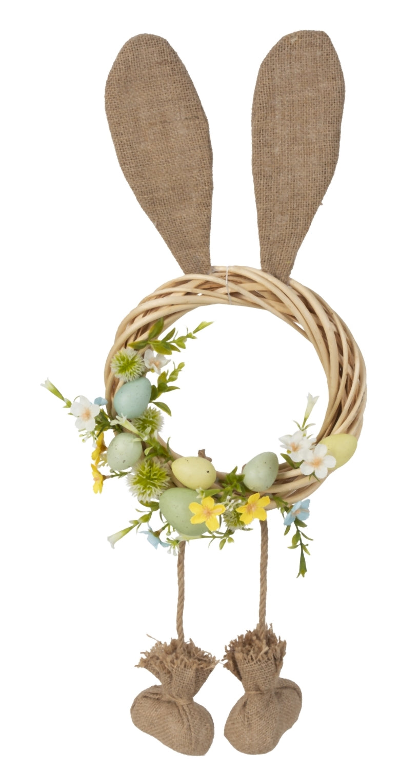 Osterkranz Hase Emil Bunt Dekorativer Türkranz mit Schlenkerbeinen