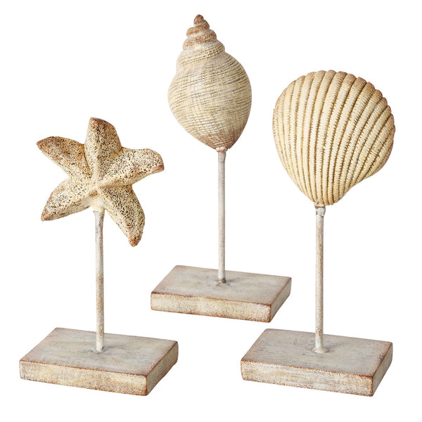 Sea noise 3-piece decorative stand set - hand-painted maritime motifs 18 cm high
