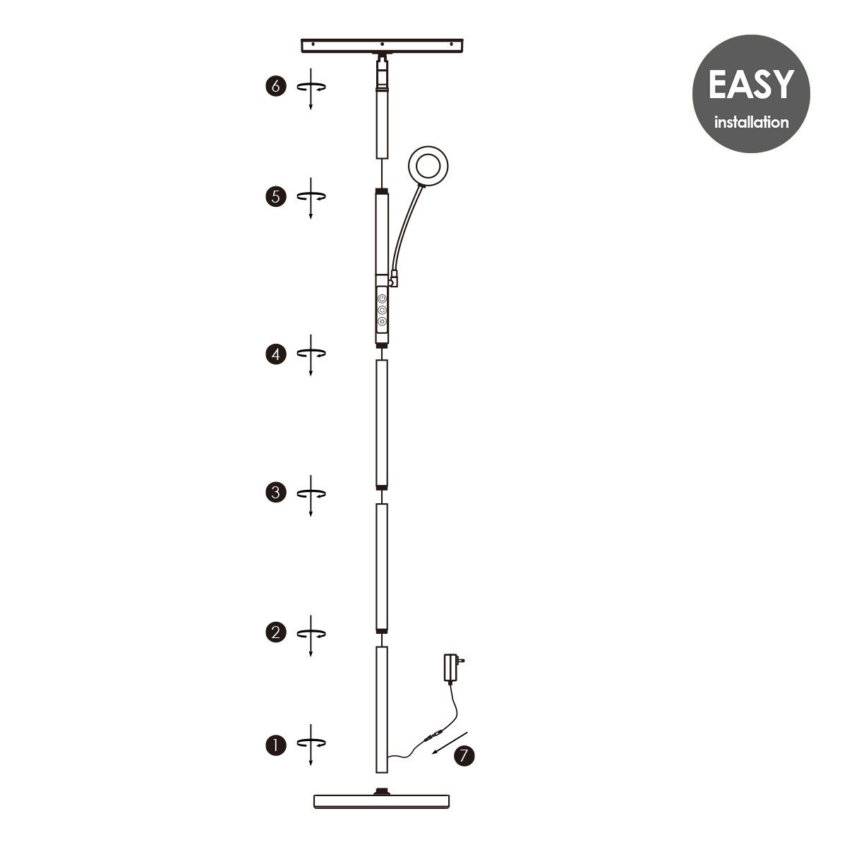 LED-Leselampe Boden – Modernes Schwarz