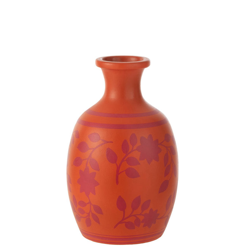 Oranje terracotta bloemenvaas
