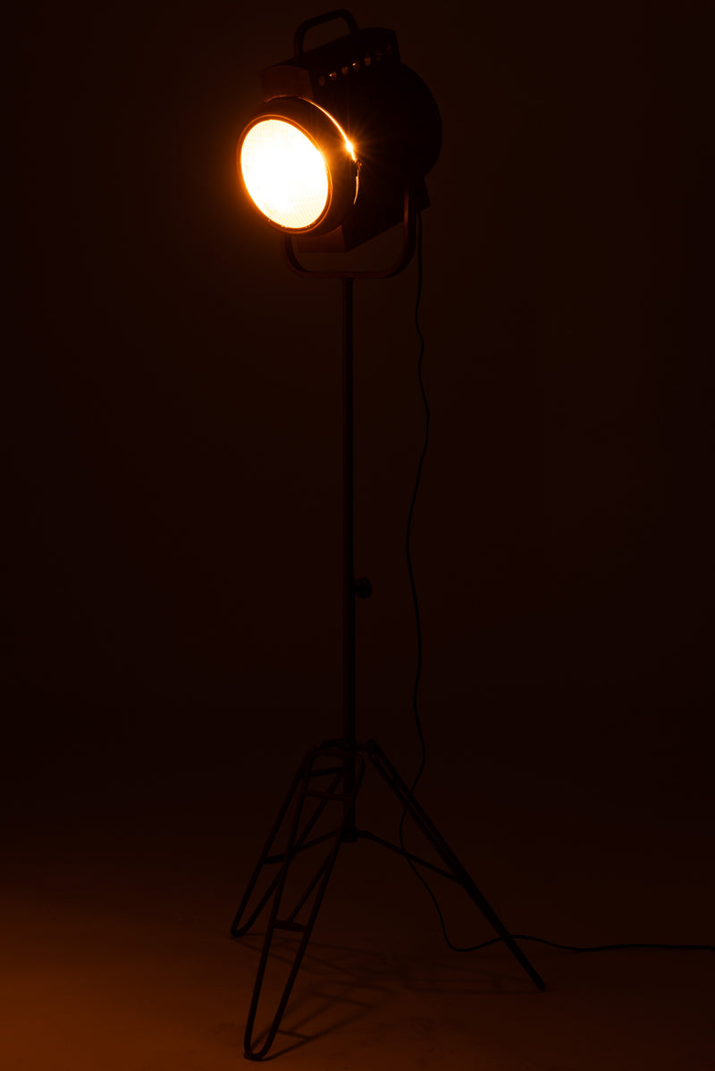 Op bioscoop geïnspireerde vloerlamp 'FILM AB' - elegant metaal- en glasontwerp in zwart - 170 cm hoog