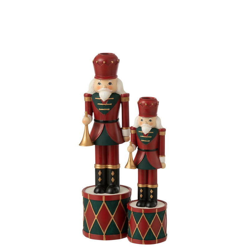 Nussknacker Kerzenhalter in Rot und Grün – 32,5 cm Weihnachtsdeko