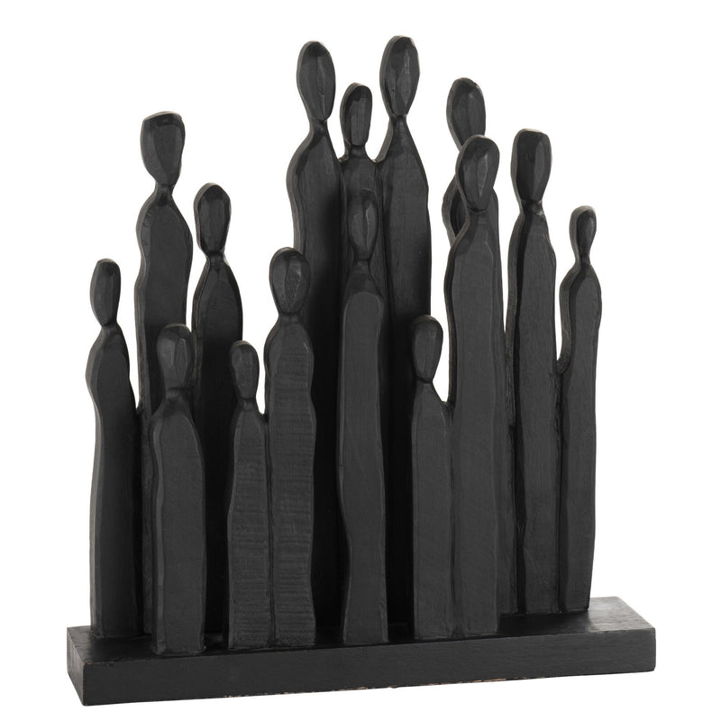 Schwarze Mangoholz-Figur 'Gruppe' – Elegante Handwerkskunst