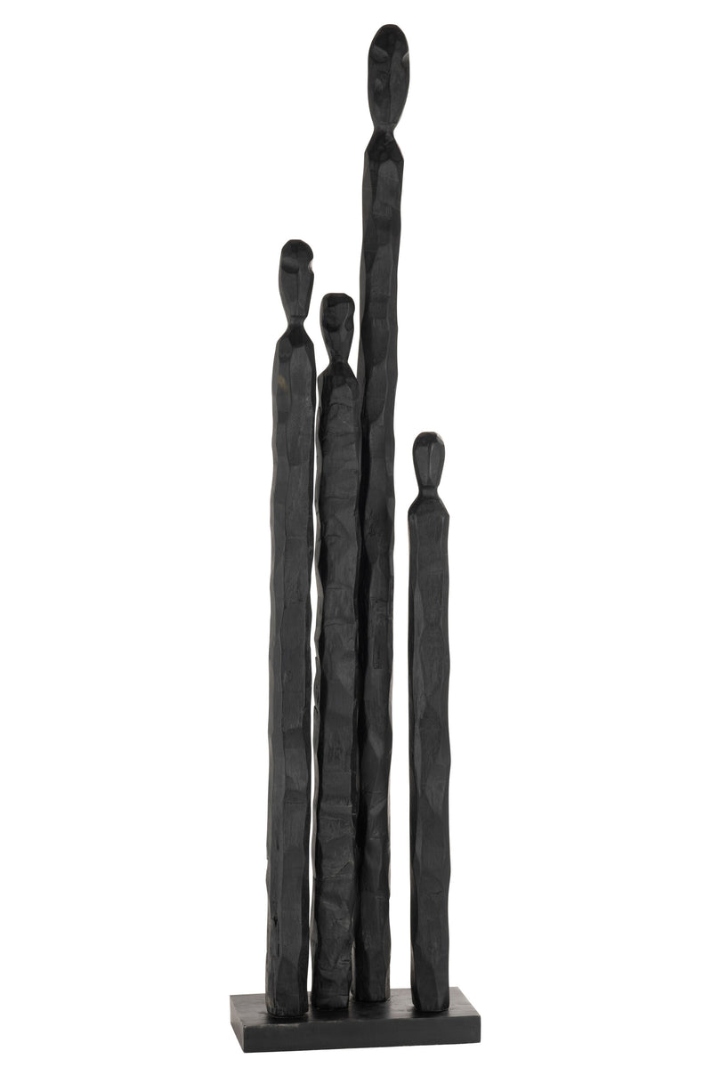 Gruppe Lang Handgefertigte Schwarze Mangoholz Figur