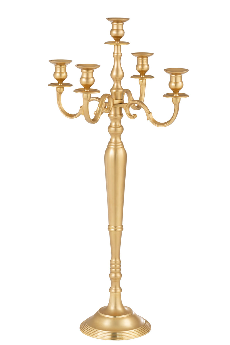 Eleganter Kerzenständer mit 5 Armen in Matt Gold - Große Ausführung