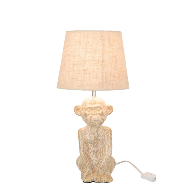 Table Lamp Monkey Figure Beige Cement 46cm