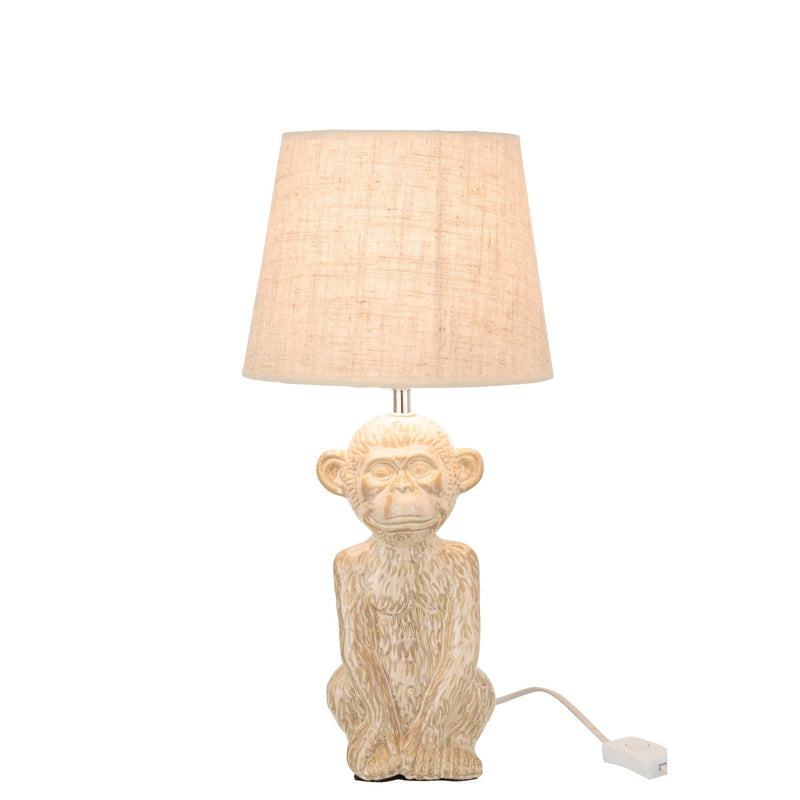 Table Lamp Monkey Figure Beige Cement 46cm