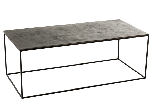 Rectangular Coffee Table in Antique Black - Oxidized Aluminum Iron