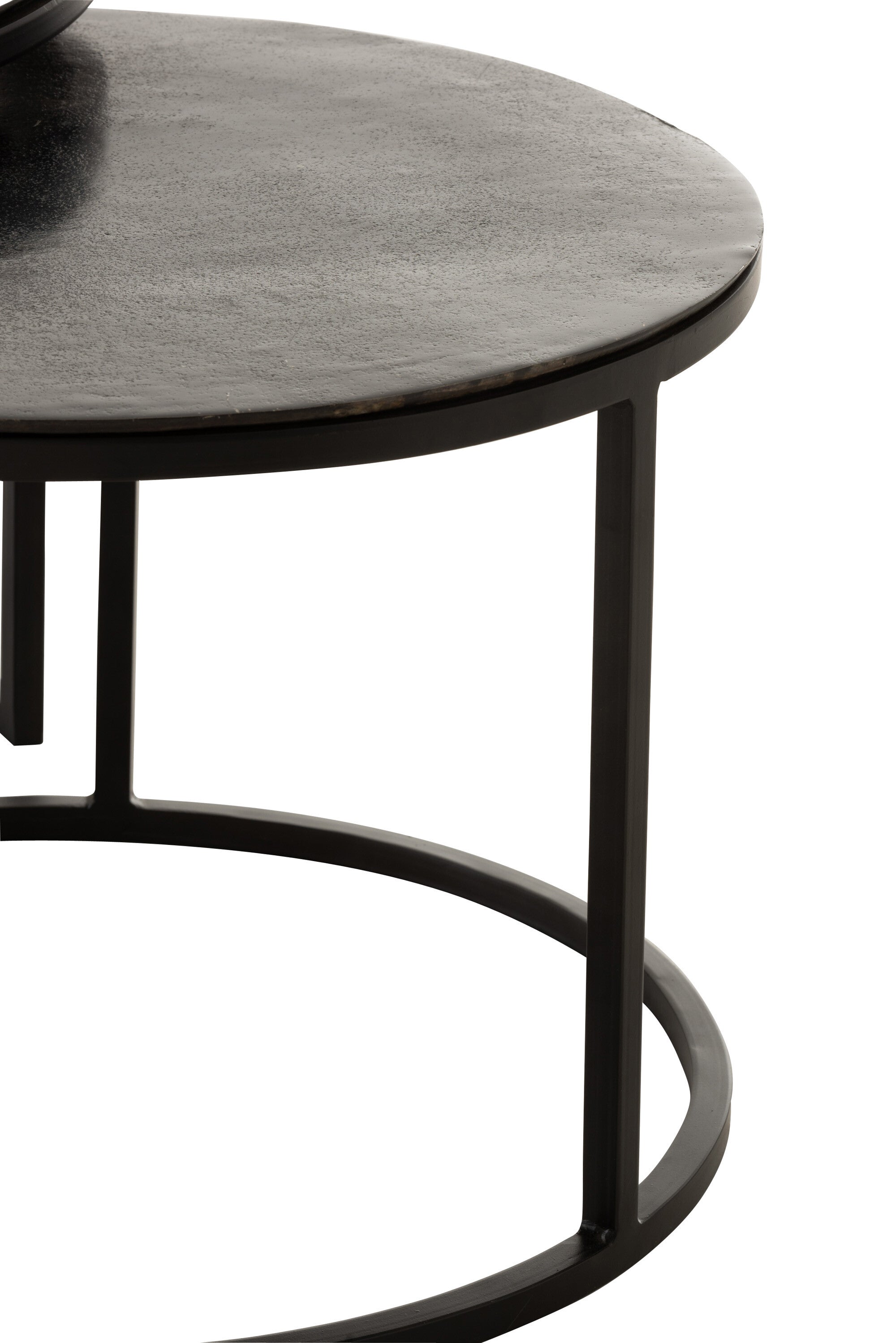 Set van 3 ronde bijzettafels in antiek zwart - geoxideerd aluminium/ijzer