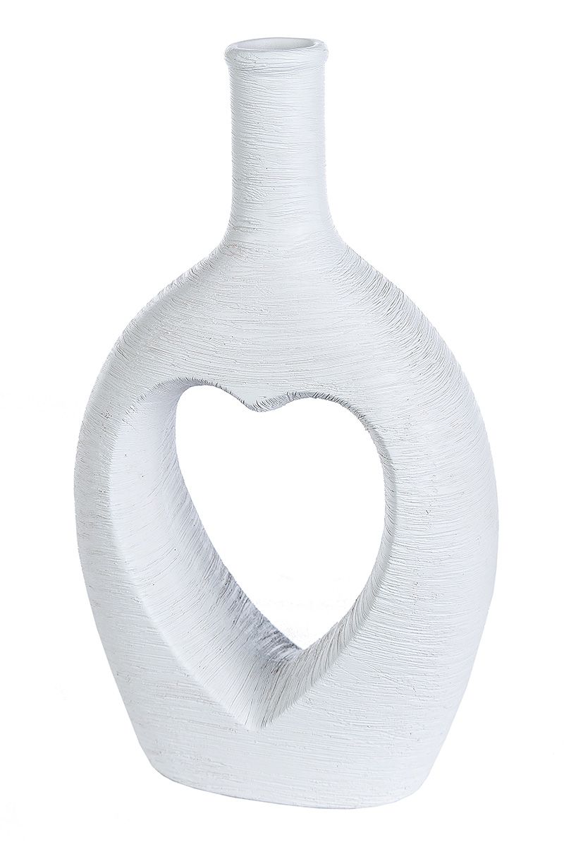 5 Piece Ceramic Vase Assortment 'Love' Series - Textured Vases in White