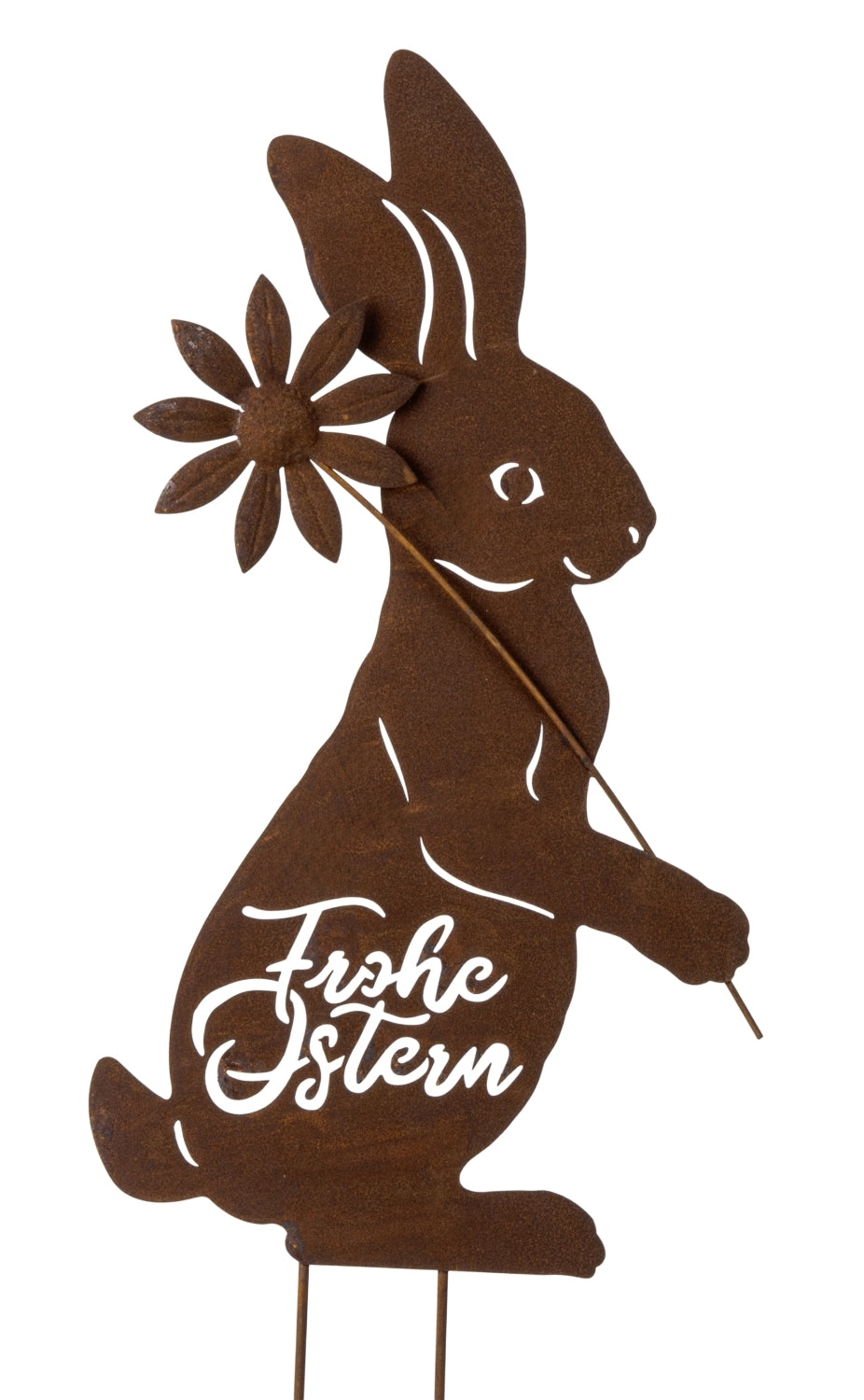Gartenstecker Osterhase Finn Rostoptik Metall Braun