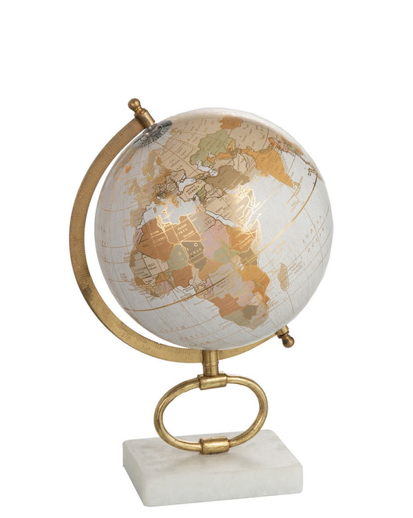 Marmeren en metalen globe 'Elegant World' - Gouden uitvoering