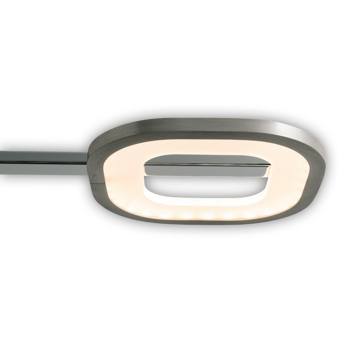 LED pendant light "BEAM" made of metal and plastic in bright steel, with integrated LED