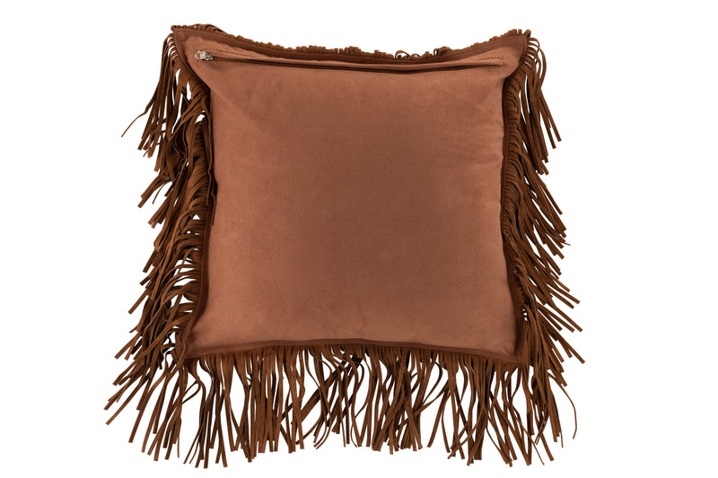 Elegante lederen kussens met franjes in cognac - exclusieve accenten voor je huis