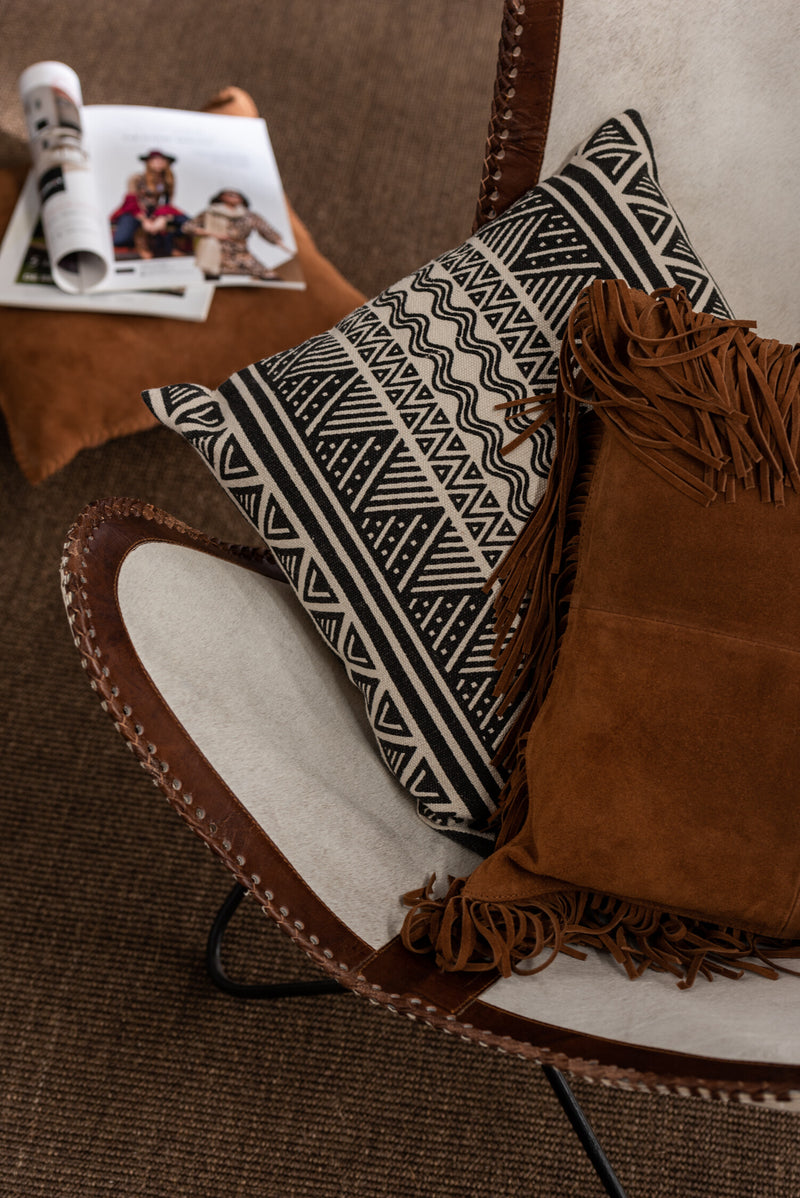 Elegante lederen kussens met franjes in cognac - exclusieve accenten voor je huis