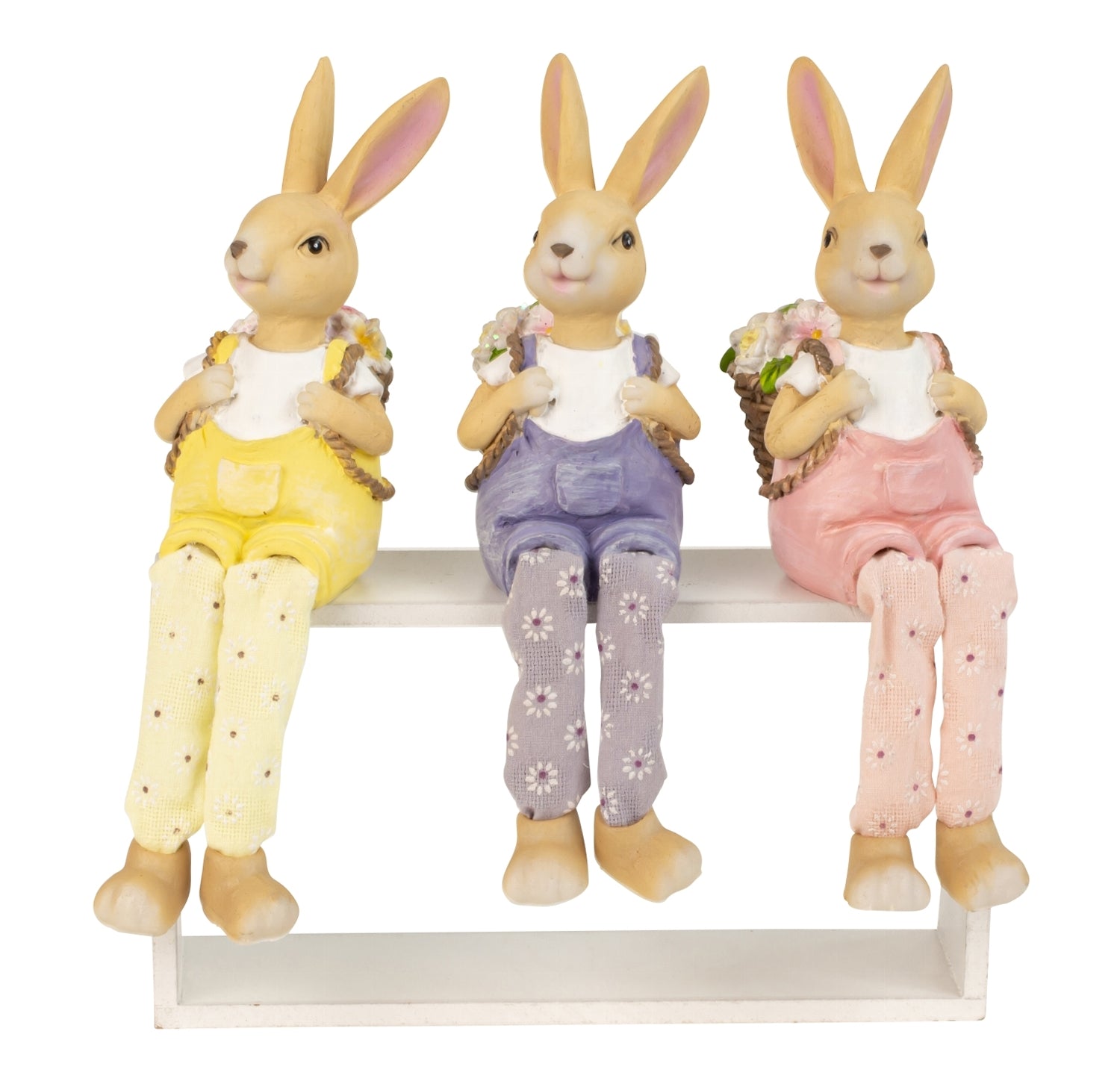 Osterhasen Trio Kantensitzer mit Rucksack 21 cm