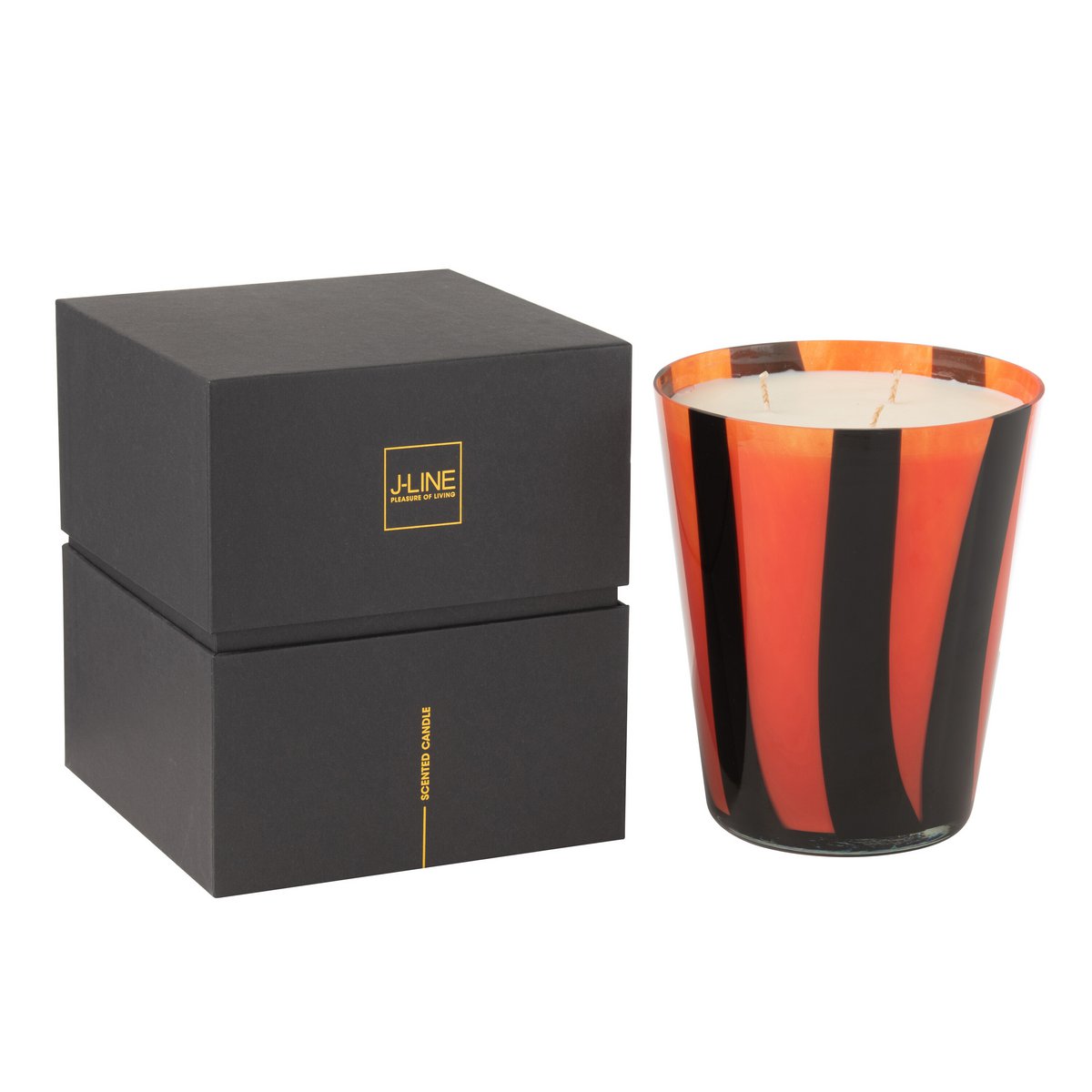 J-Line Duftkerze Noa Stripes – Orange – groß – 95U