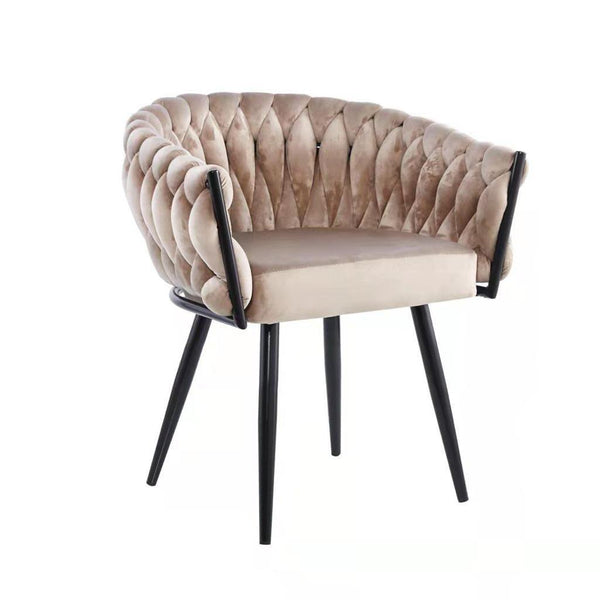 Eva Chair Velvet Taupe Schwarz – Luxuriöser Samtstuhl mit Metallgestell
