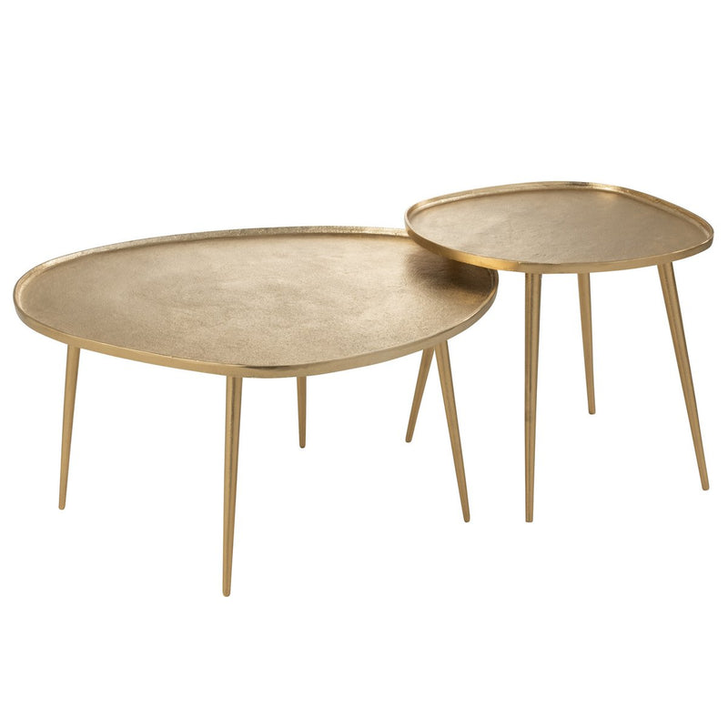 Set aus 2 Beistelltischen Vinta Aluminium Gold