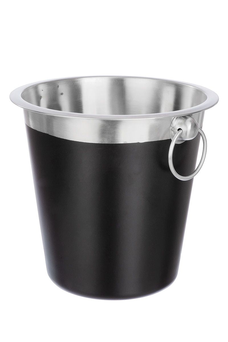 RVS champagnekoeler 'Design' - elegante wijnkoeler in zwart/zilver, Ø21,5 cm, H20,5 cm - ideaal voor speciale gelegenheden