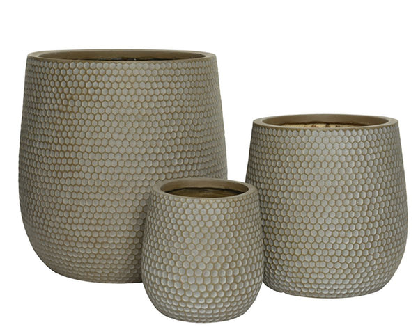 Glasvezel plantenpotten Wabo set van 3 - moderne elegantie in grijsbruin voor uw plantenpracht