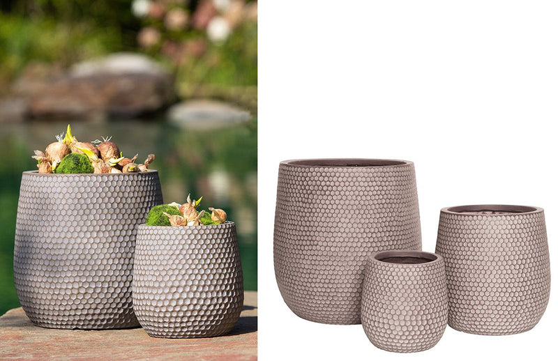 Fiberglass plant pots Wabo set of 3 - modern elegance in gray-brown for your plant splendor