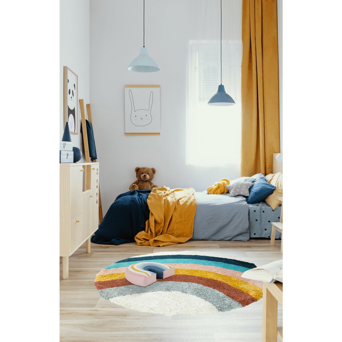 Dicker und bequemer runder Kinderteppich COLORS