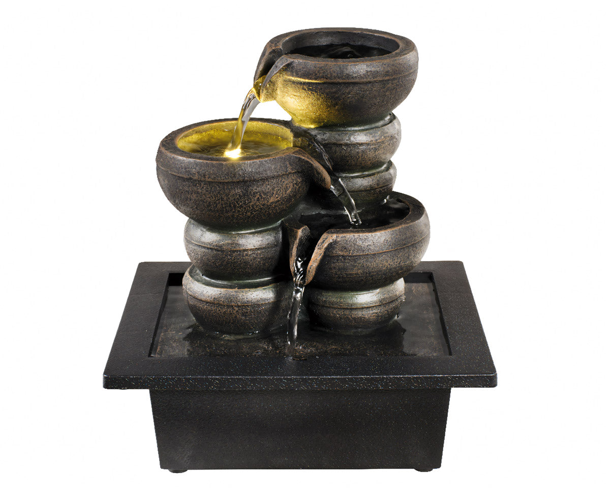 Exquisite copper bowl fountain - handmade metal zinc fountain with 36 bowls for an impressive water feature