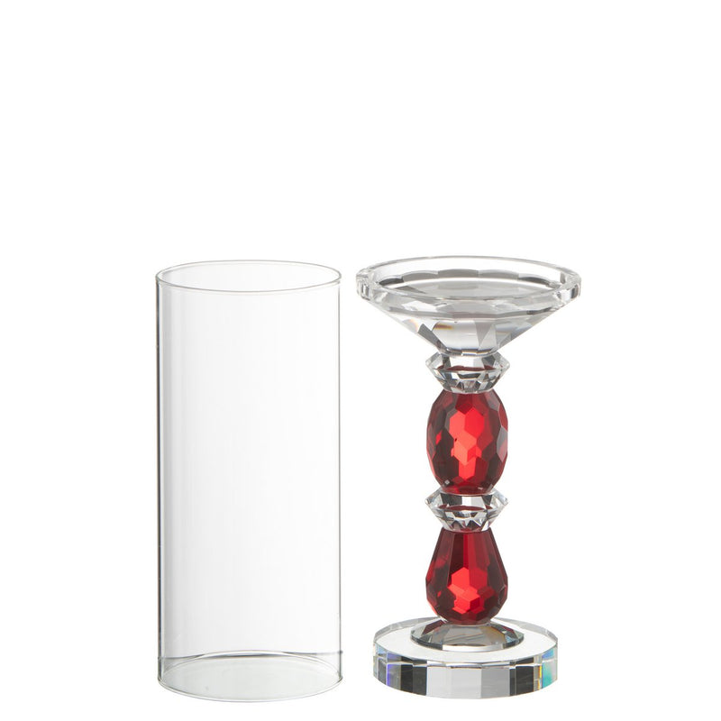 Grote kristallen lantaarn Marie Rood Transparant hoogte 42,5cm