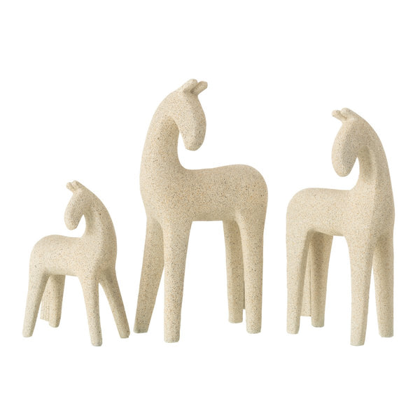 Dekofigur Pferde Set Modern Beige 3-teilig