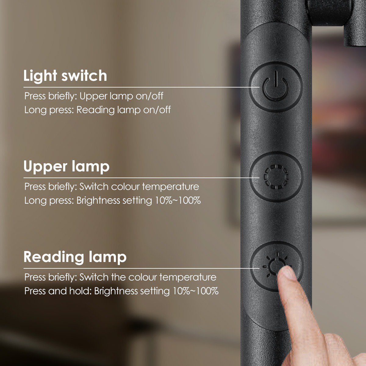 LED-Leselampe Boden – Modernes Schwarz
