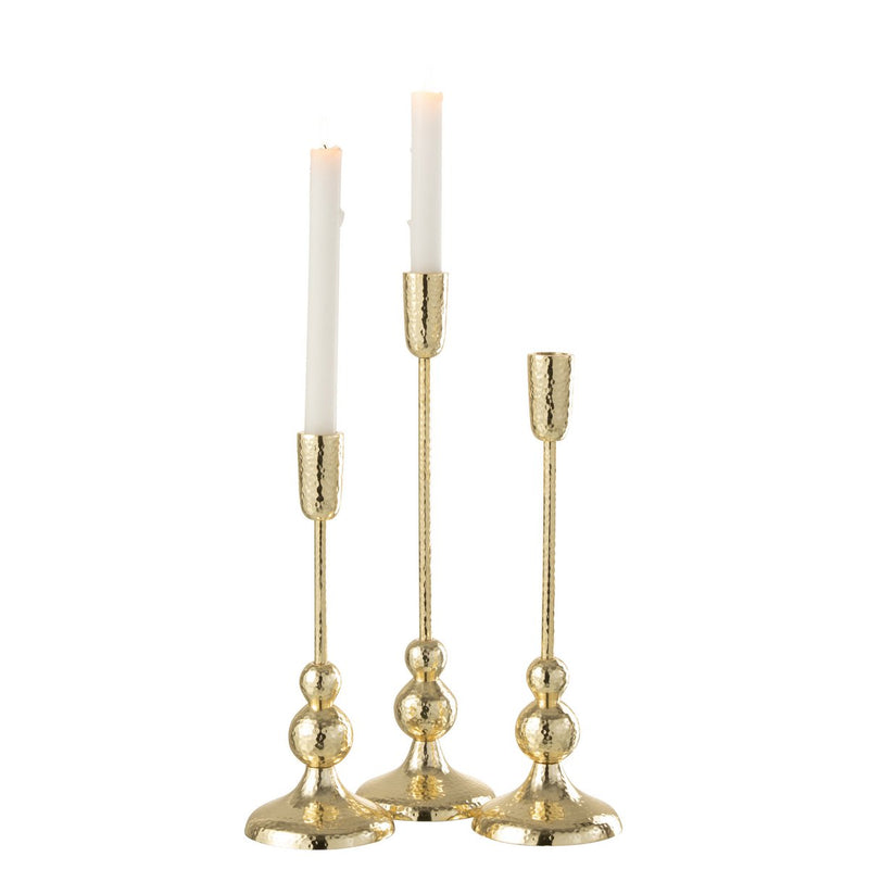 Elegant set of 3 Grane candle holders made of aluminum in gold