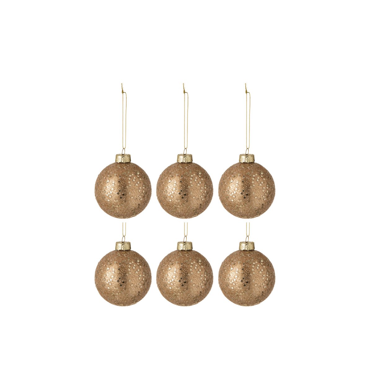 J -Line Christmas Ball Stars - Glass - Bronze - Small - Box of 6