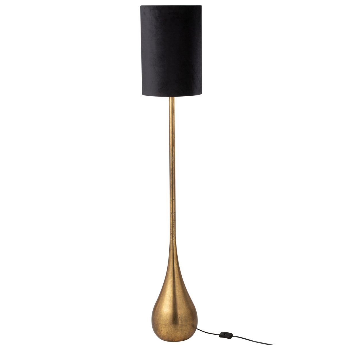 Vloerlamp druppels gemaakt van ijzer en fluweel in goud en zwart