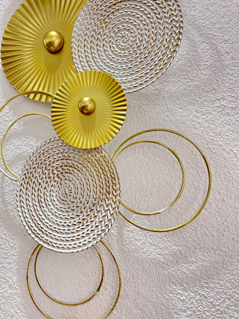 3D Wanddeko Sixo Gold Edition Kreise Metallbild 83x38 cm gold creme weiß
