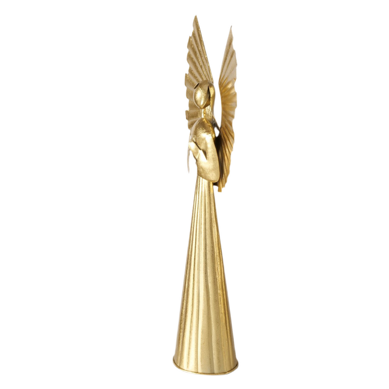 Metal decorative figure angel Nuriel in gold - 54 cm