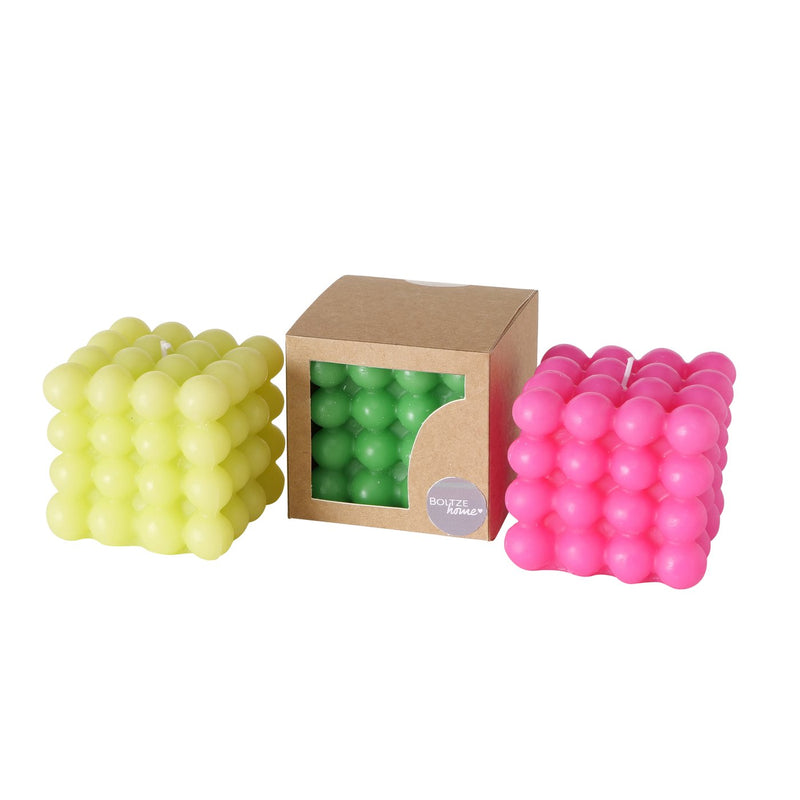 Colorful Bubble candle set – atmospheric light in yellow, green, pink