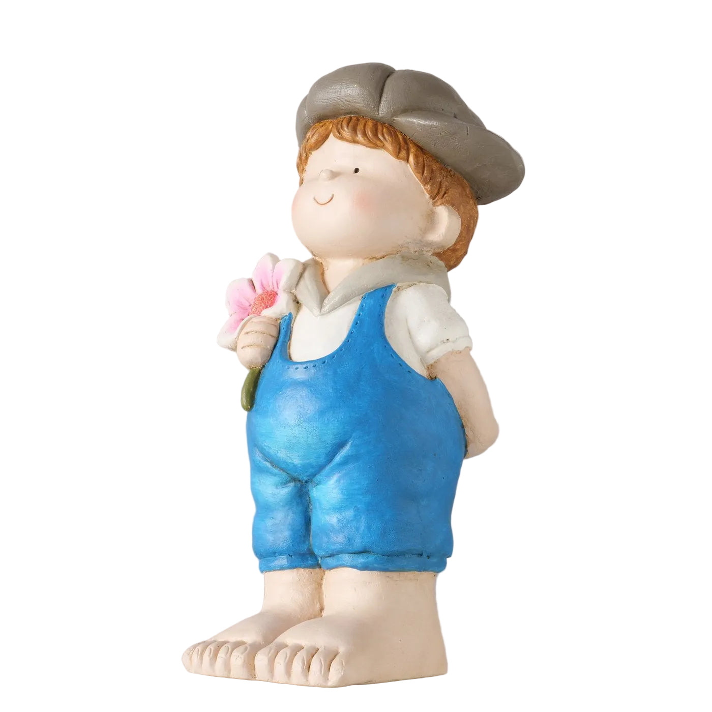 Fjellin Jungenfigur blau grau Gartendeko 39cm