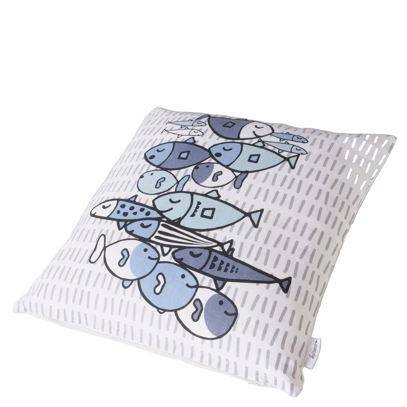 Dekokissen Ocean Fish blau weiß quadratisch mit Fisch Motiv