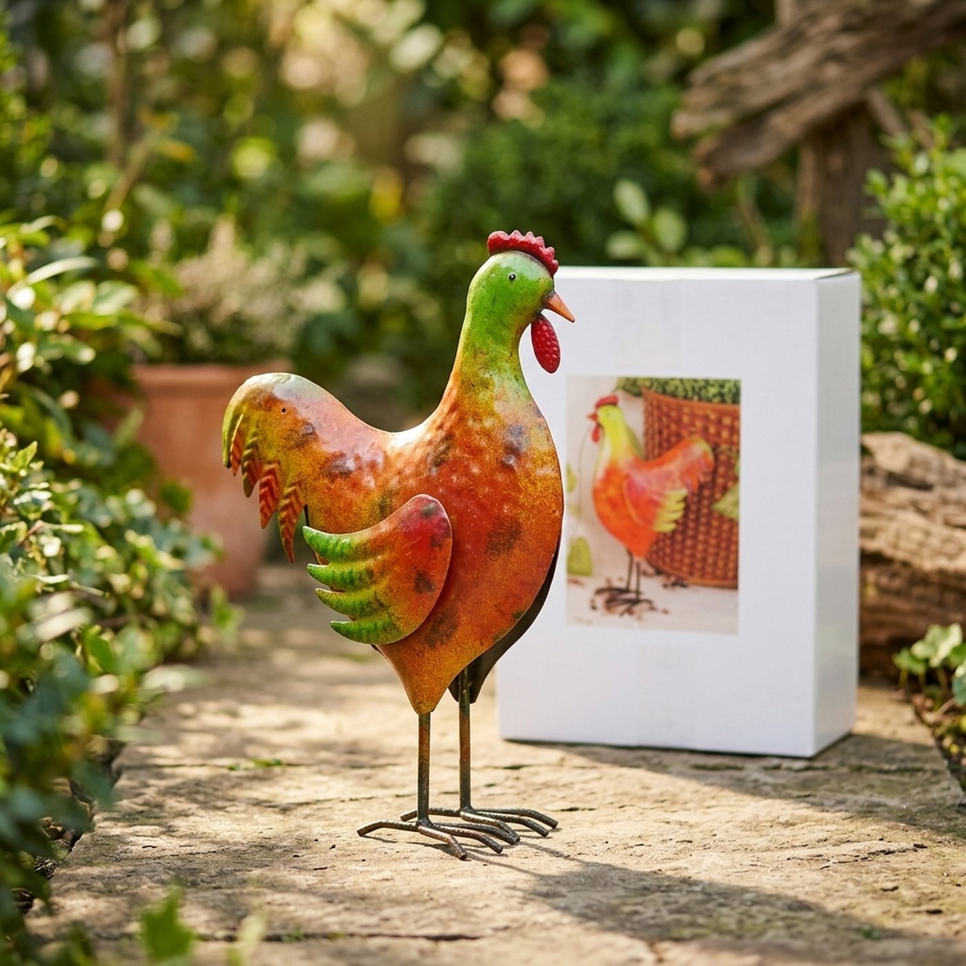 Gartenfigur Huhn Frieda aus Eisen 33 cm