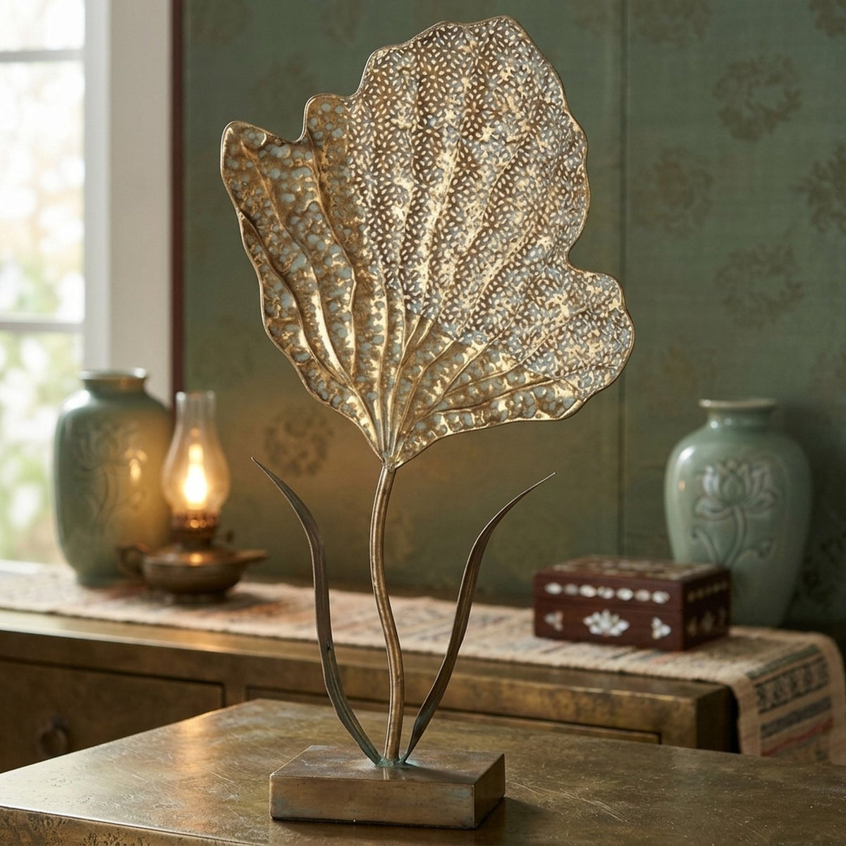 Aurelia Blattkunst Aufsteller antikgold 57,5cm