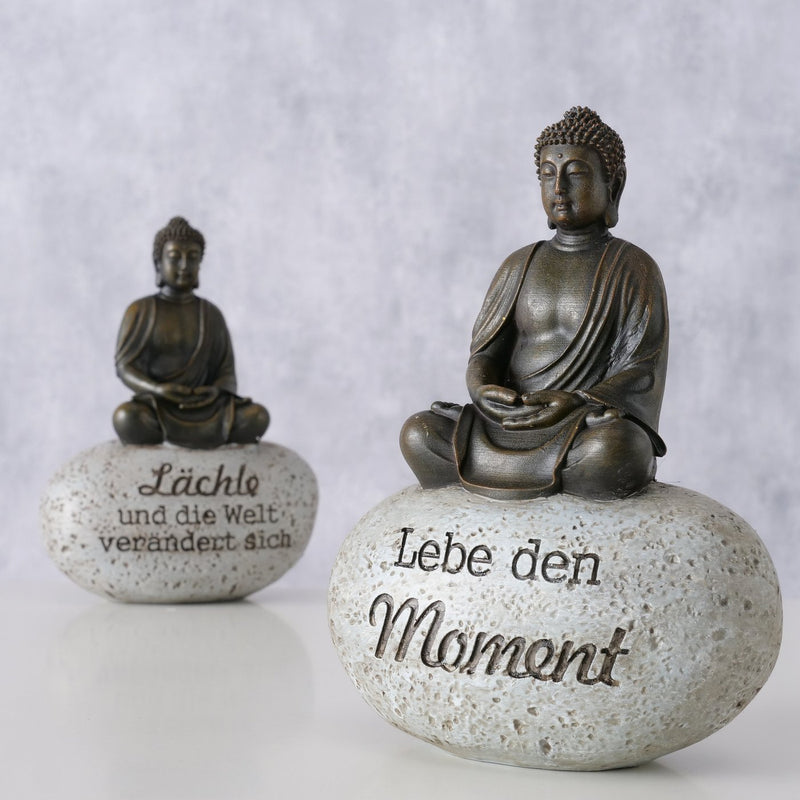 Decoratieve displayset Zen Boeddha met wijsheid - set van 2, 15 cm