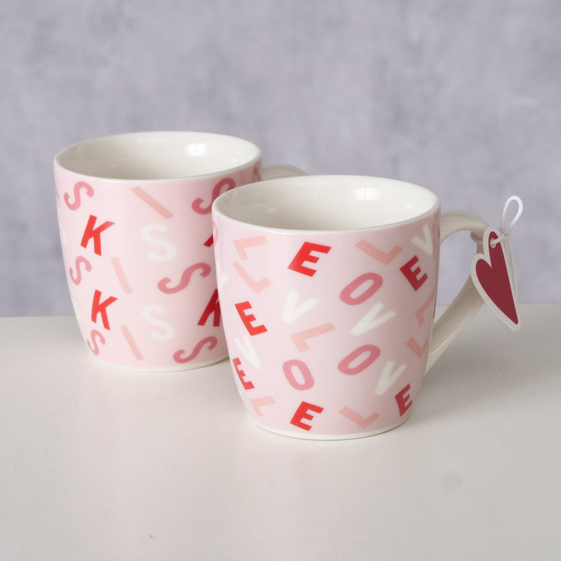 Romantic Mug Set Love &amp; Kiss 250ml Ceramic 2-Pack