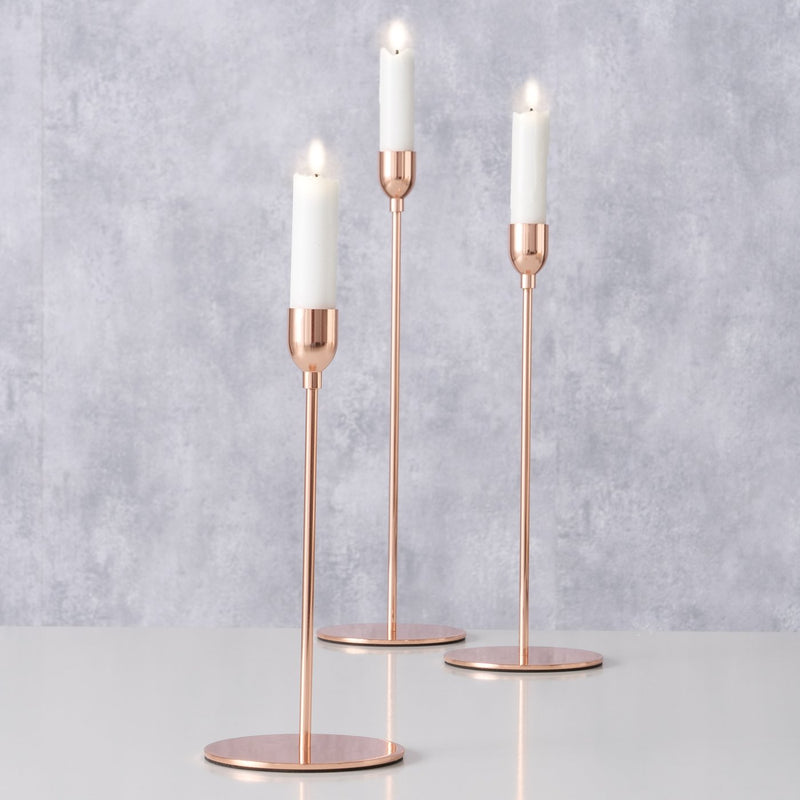 Candlestick set Malte 3-piece iron dark brown matt