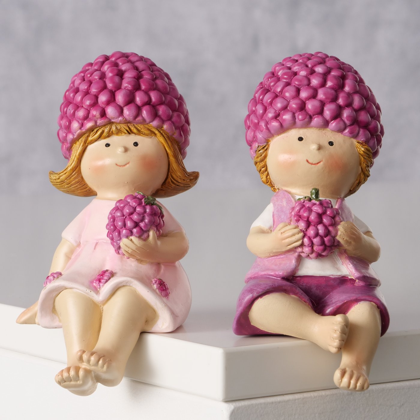 Kantenhocker Beerenfreunde Rubus – 2er Set Figuren mit Himbeermütze